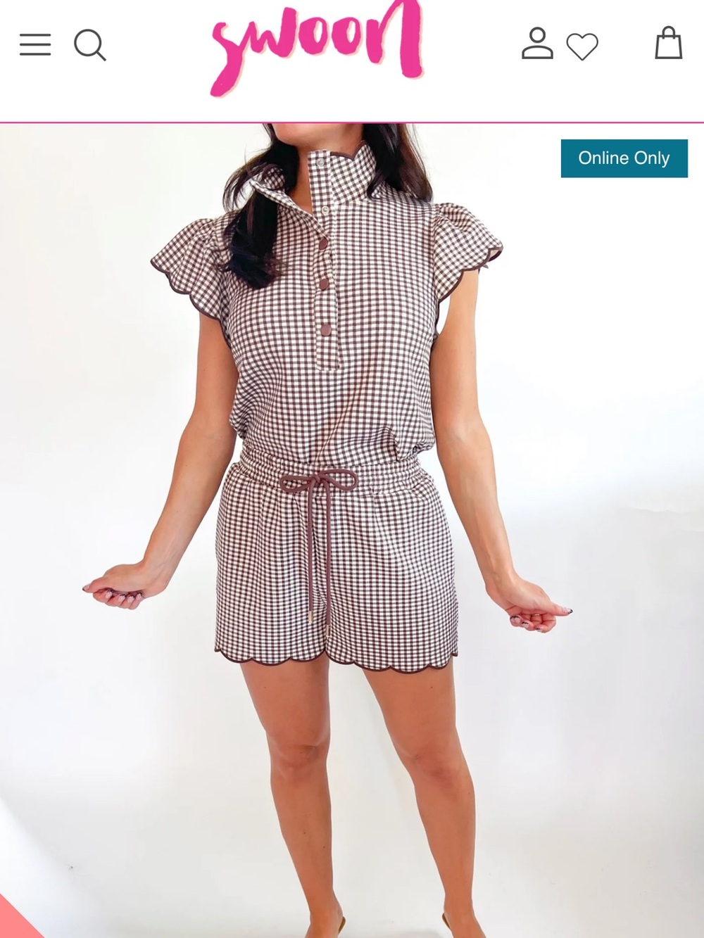 entro Brown Gingham Ruffle Short Set - Picture 4 of 4
